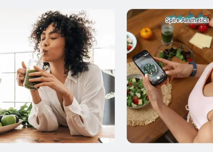 Image of woman looking into her diet and fat freezing Cheshire to improve her health