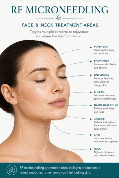 Image of where you can have RF Micorneedling Skin tightening Cheshire on the face