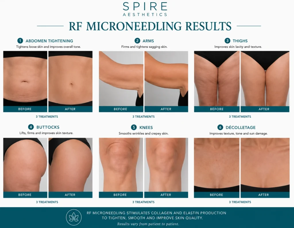 before and after RF microneedling skin tightening results Cheshire on the body